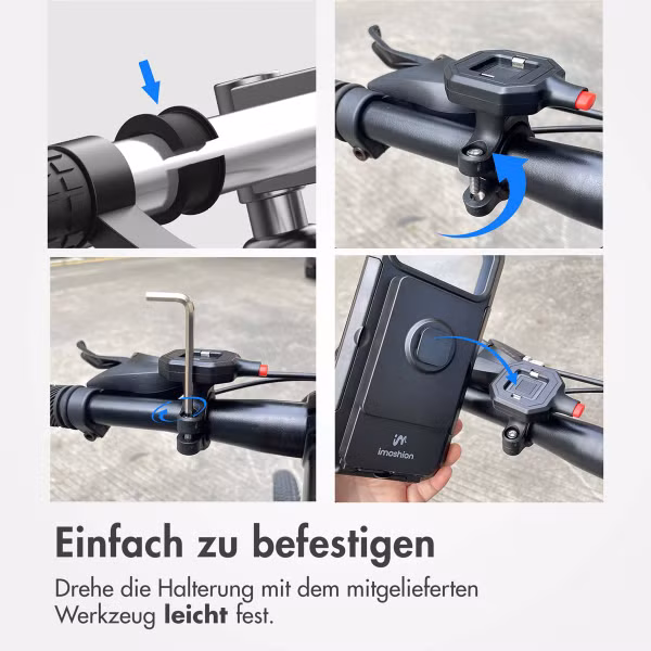 imoshion Handyhalterung für Fahrrad mit powerbank - spritzwassergeschützt – 5000 mAh – Schwarz