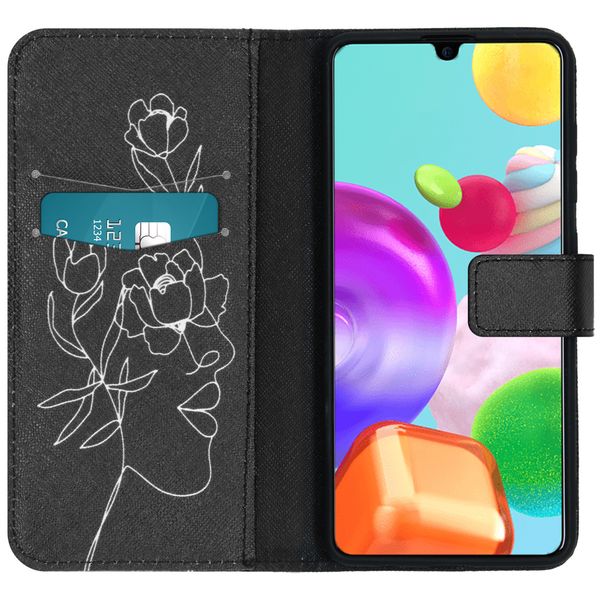 imoshion Design TPU Klapphülle Galaxy A41 - Woman Flower Black