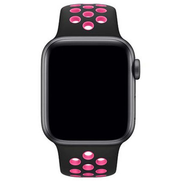 Apple Nike Sport Armband für das  Apple Watch Series 1 t/m 9 / SE (38/40/41 mm) | Series 10 / 11 (42 mm) - Black / Pink Blast