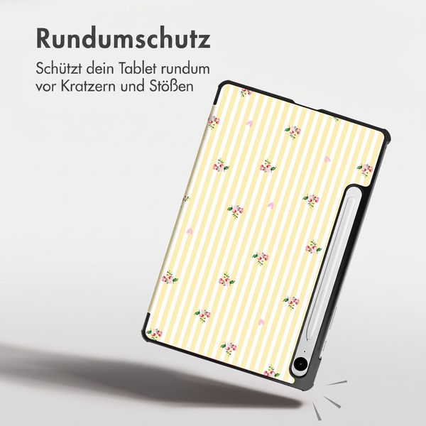 imoshion Design Trifold Klaphülle Samsung Galaxy Tab S9 11.0 Zoll / S10 Lite / S10 FE / S9 FE 10.9 Zoll - Garden Stripes