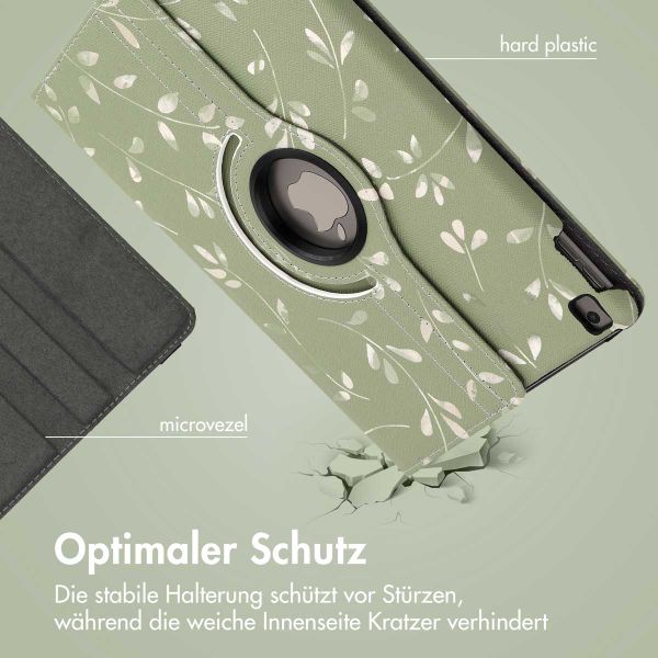 imoshion 360° drehbare Design Klapphülle für das iPad 9 (2021) / iPad 8 (2020) / iPad 7 (2019) 10.2 Zoll - Green Flowers