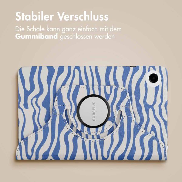 imoshion 360° drehbare Design Klapphülle für das Samsung Galaxy Tab A9 8.7 Zoll - White Blue Stripes