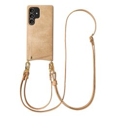 Selencia Nova Croco HandyHülle mit Kordel und Kartenhalter Samsung Galaxy S25 Ultra - Toasted Almond