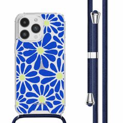 imoshion Design Hülle mit Band für das iPhone 14 Pro Max - Cobalt Blue Flowers Connect