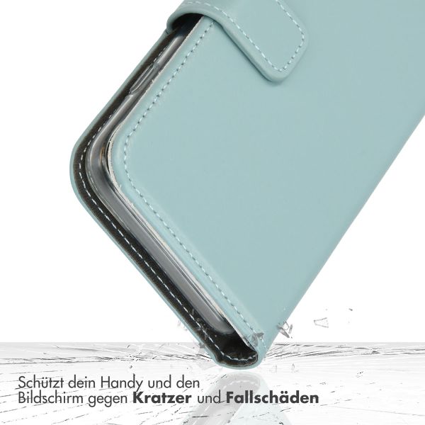 Selencia Echtleder Klapphülle für das Apple iPhone 16 Pro - Air Blue