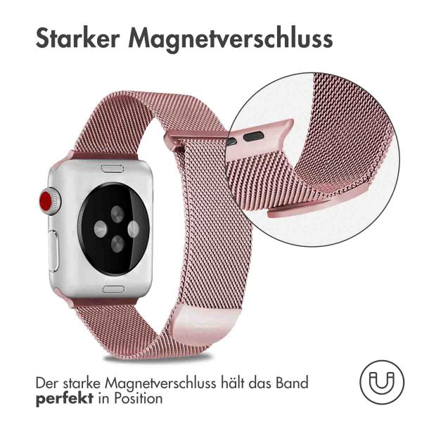 imoshion Magnetisches Milanaise Armband für das  Apple Watch Series 1 - 9 / SE (38/40/41 mm) | Series 10 / 11 (42 mm) - Größe M - Rosa