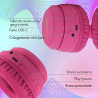 imoshion Kabellose Kinderkopfhörer LED Light Cat Ear - Dezibelbegrenzer - Mit AUX-Kabel - Hot Pink