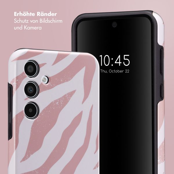 Selencia Vivid Tough Back Cover für das Samsung Galaxy A35 - Colorful Zebra Old Pink