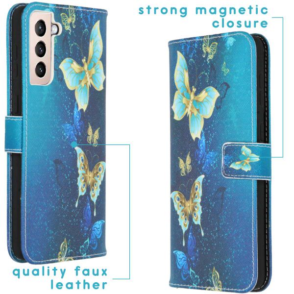 imoshion Design TPU Klapphülle Samsung Galaxy S21 Plus - Blue Butterfly