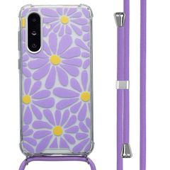imoshion Design Hülle mit Band Samsung Galaxy A36 - Tropical Violet Flowers Connect