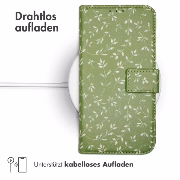imoshion Design Klapphülle für das Samsung Galaxy S25 - Green Flowers