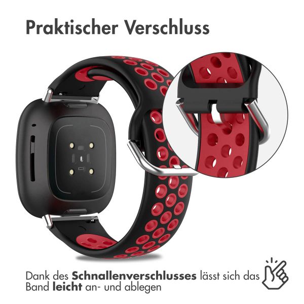 imoshion Silikonband Sport für das Fitbit Versa 4 / 3 / Sense (2) - Schwarz/Rot