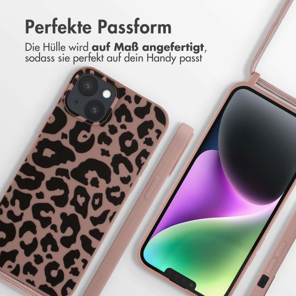 imoshion Silikonhülle design mit Band für das iPhone 14 Plus - Animal Pink