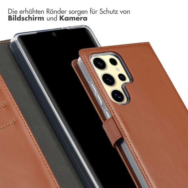 Selencia Echtleder Klapphülle Samsung Galaxy S25 Ultra - Hellbraun