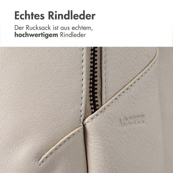 Accezz Leather Laptop Rucksack 16 Zoll - Beige