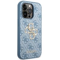 Guess 4G Metal Logo Back Cover für das iPhone 14 Pro Max - Blau