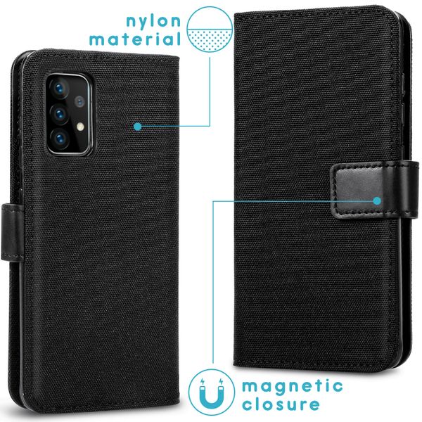 imoshion Luxuriöse Canvas-Klapphülle Samsung Galaxy A52(s) (5G/4G) - Schwarz