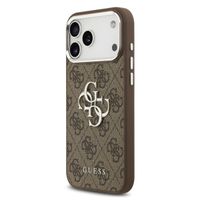 Guess 4G Metal Logo Back Cover Apple iPhone 17 Pro - Silver Edge - Brown