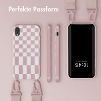 Selencia Silikonhülle design mit abnehmbarem Band für das iPhone Xr - Irregular Check Sand Pink