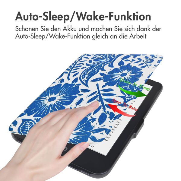 imoshion Design Slim Hard Case Sleepcover für das Kobo Clara 2E / Tolino Shine 4 - Flower Tile