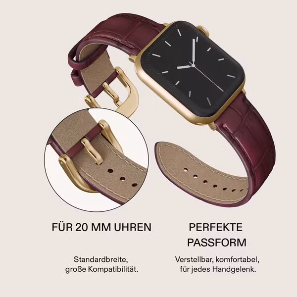 Burga Armband aus echtem Leder für Apple Watch | 38/40/41/42 mm - Mobwife / Gold