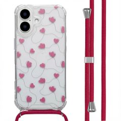 imoshion Design Hülle mit Band Apple iPhone 16 - Dusty Rose Connected Hearts