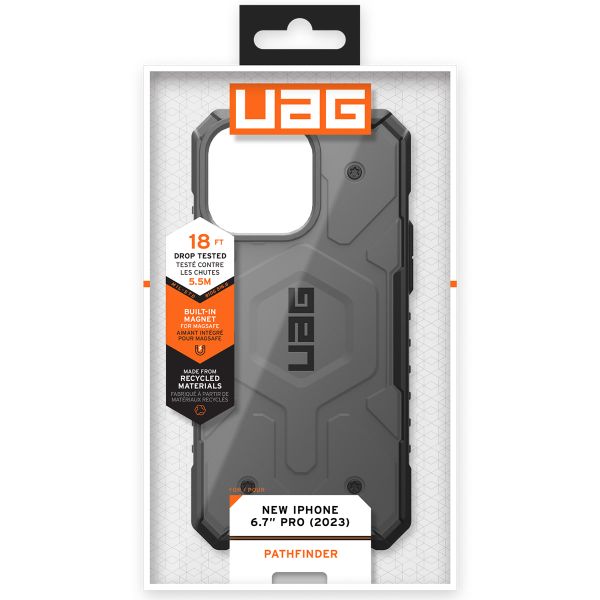 UAG Pathfinder Case MagSafe für das iPhone 15 Pro Max - Silber