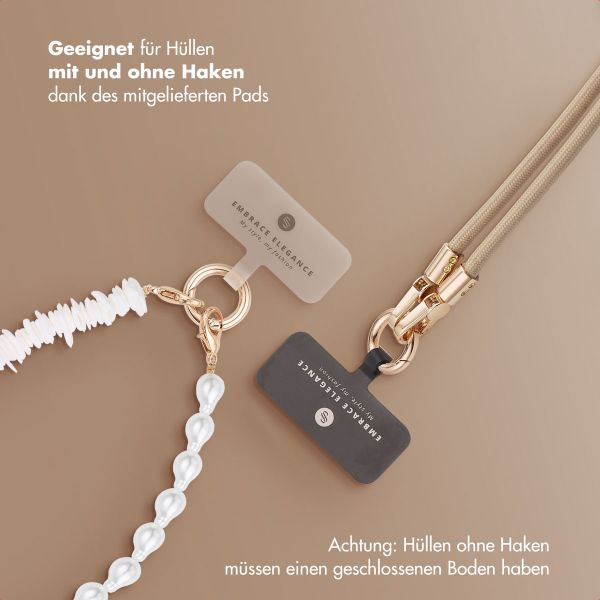 Selencia Handykette Set mit Perlen und Muscheln - Beige