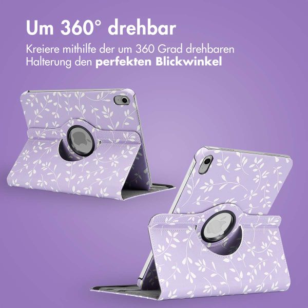 imoshion 360° drehbare Design Klapphülle iPad 11 (2025) 11 Zoll / iPad 10 (2022) 10.9 Zoll - Laverder Flowers