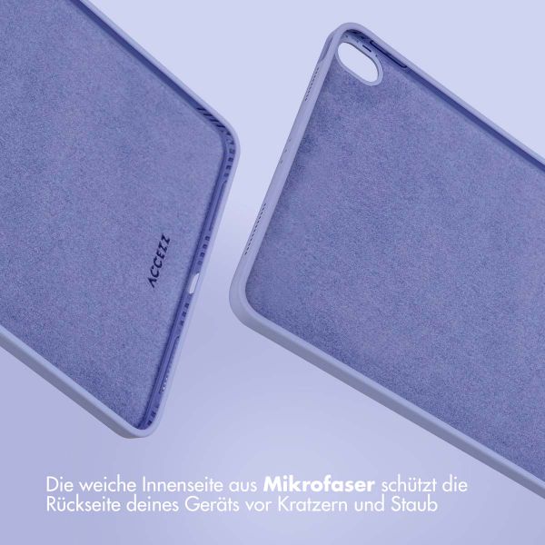 Accezz Liquid Silicone Back Cover mit Stifthalter für das iPad Air 11 Zoll (2025) M3 / (2024) M2 / Air 5 (2022) / Air 4 (2020) - Lila