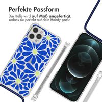 imoshion Design Hülle mit Band Apple iPhone 12 Pro Max - Cobalt Blue Flowers Connect