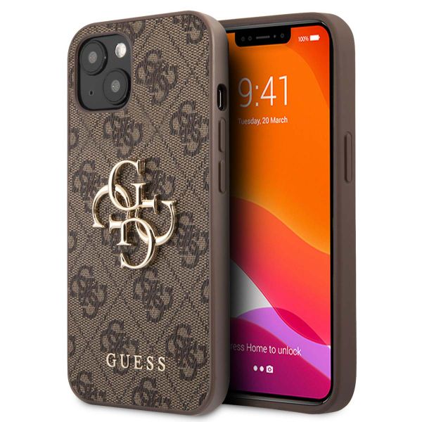 Guess 4G Metal Logo Back Cover für das iPhone 13 - Braun