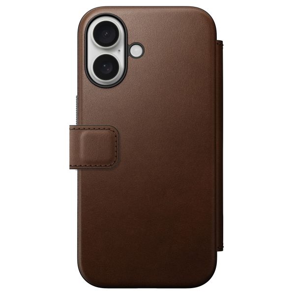 Nomad Modern Leather Folio Klapphülle für das iPhone 16 - Brown