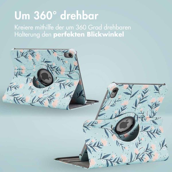 imoshion 360° drehbare Design Klapphülle für das iPad 11 (2025) 11 Zoll / iPad 10 (2022) 10.9 Zoll - Flowers