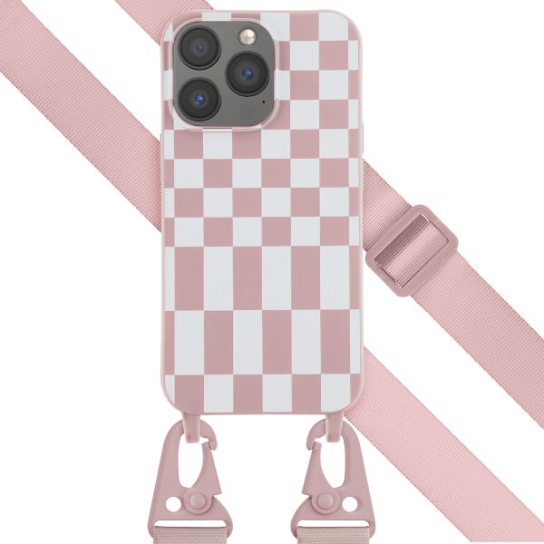 Selencia Silikonhülle design mit abnehmbarem Band für das iPhone 13 Pro - Irregular Check Sand Pink