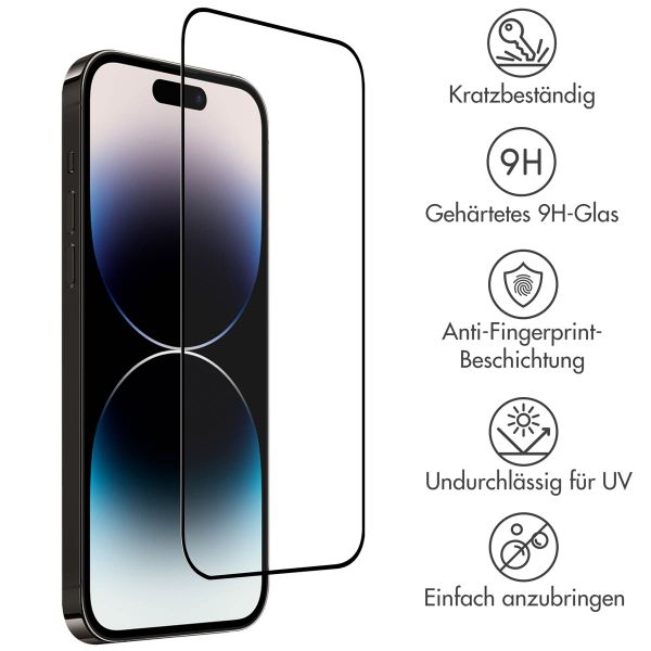 Accezz Full Cover Screen Protector aus gehärtetem Glas für das Apple iPhone 14 Pro / 15 / 16