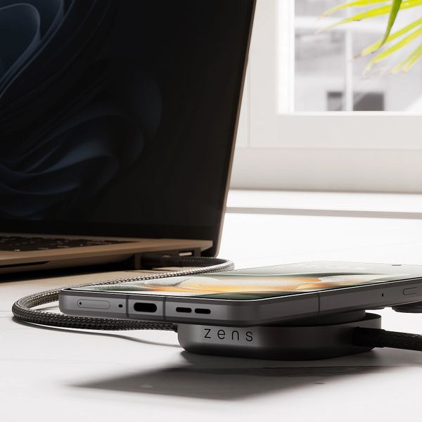 Zens Pro 2 USB-C-Kabel mit kabellosem Ladegerät für Telefon / Earbuds - MagSafe und Qi2 - Schwarz