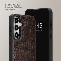 Selencia Nova Croco HandyHülle mit Kordel und Kartenhalter Samsung Galaxy S25 FE - Choco Brown