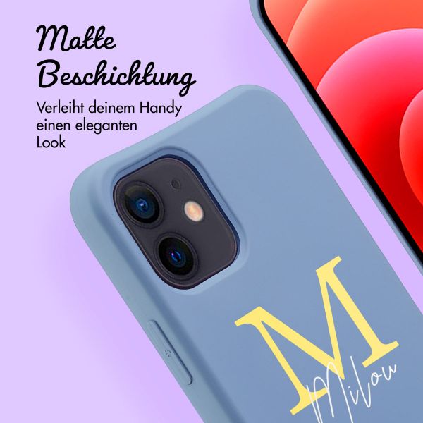 Personalisierte Color Backcover MagSafe mit abtrennbarem Band und Buchstaben für iPhone 12 Pro - Ash Blue