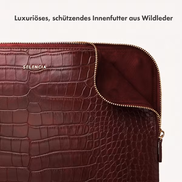 Selencia Croco Laptop Hülle 11 Zoll - Tablet / Laptop Sleeve - Burgundy