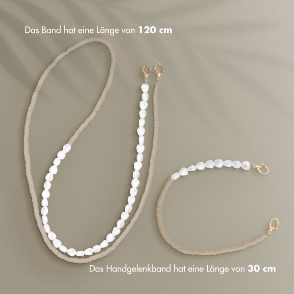 Selencia Handyketten Set mit Perlen und Elastikbändern - Greige