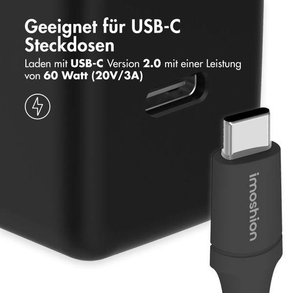 imoshion Magnetisches geflochtenes Kabel – USB-C auf USB-C – 1 Meter – Schwarz