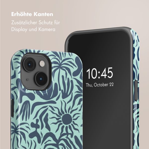 Selencia Vivid Tough Back Cover mit MagSafe für das iPhone 14 - Tropical Vibes Light Blue