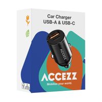 Accezz Autoladegerät | Schnellladegerät mit 2 Ports - USB-A 30 Watt + USB-C 65 Watt - Schwarz