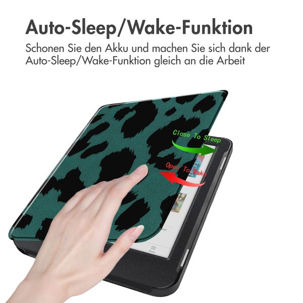 imoshion Design Slim Hard Case Sleepcover für das Kobo Clara Colour / Kobo Clara BW - Green Leopard