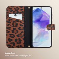 Selencia Sabi Klapphülle mit Leopardenmuster Samsung Galaxy A55 - Mocha Brown