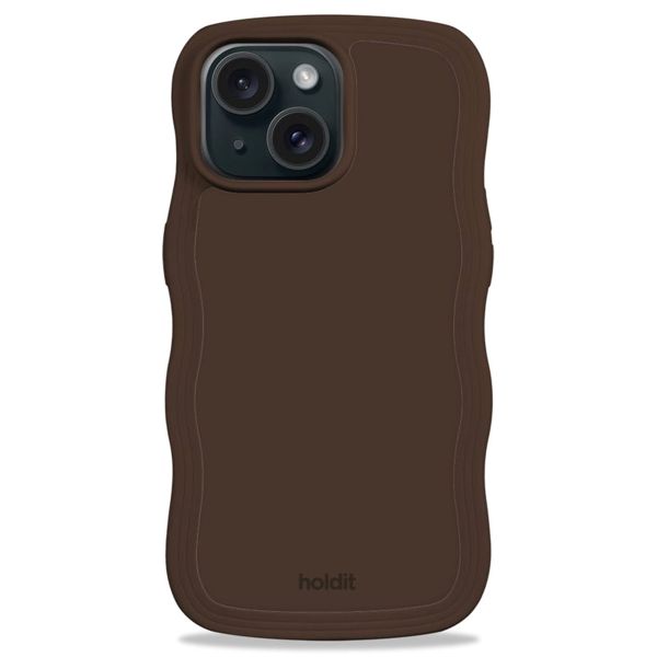 Holdit Wavy Case für das iPhone 15/14/13 - Chocolate