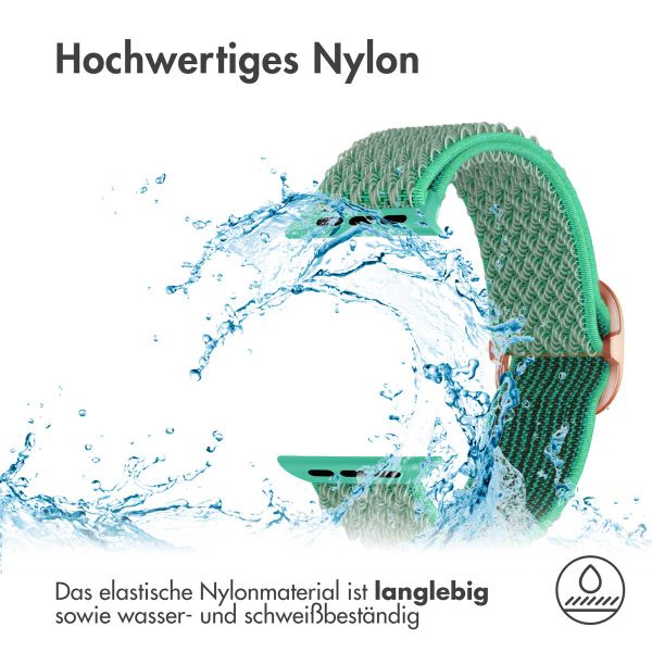 imoshion Elastisches Nylonarmband für das  Apple Watch Series 1 t/m 11 / SE / Ultra (44/45/46/49 mm) - Türkis