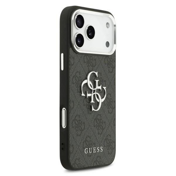 Guess 4G Metal Logo Back Cover Apple iPhone 17 Pro Max - Silver Edge - Black
