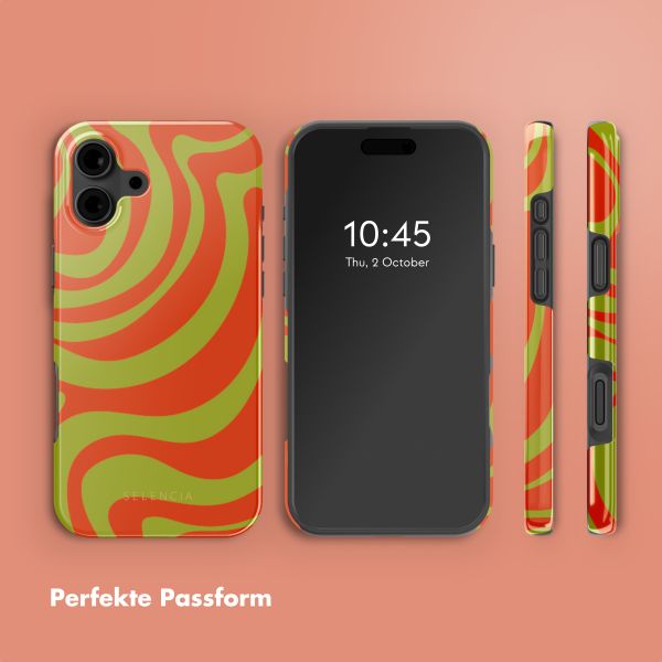 Selencia Vivid Rückabdeckung mit MagSafe iPhone 16 - Wavy Swirl Orange Fern
